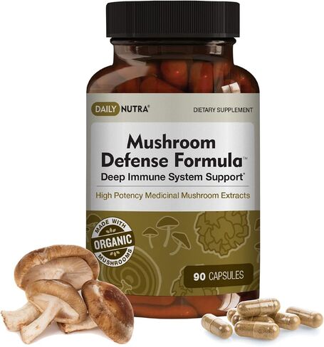 Mushroom Defense Formula - Immune Support Supplement | Organic Mushrooms, Hot Water Extracted - Reishi, Chaga, Maitake, Shiitake & Turkey Tail (90 Capsules) in Saudi Arabia