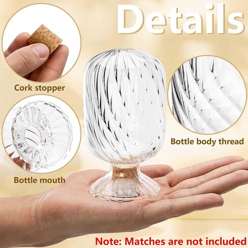 Moonoom Helix على شكل مطابقة ، يطابق الزجاج Cloche لمدة 3.5 بوصة ، رأسًا على عقب ، جرة حامل المباراة للشمعة المعطرة على مدفأة طاولة الطعام ، لا تشمل المباريات in Kuwait