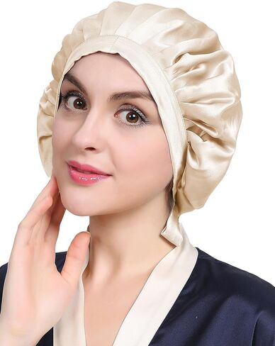 LilySilk 100% Mulberry Silk Bonnet Flat Front Silk Night Sleep Cap Adjustable Hair Wrap for Sleeping, Avocado Green in Kuwait