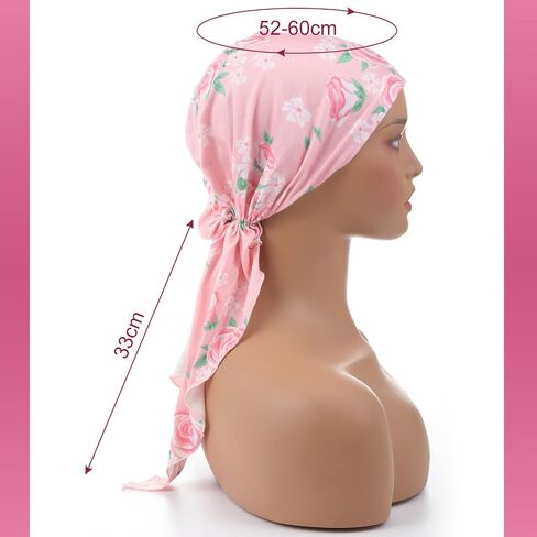 Geyoga 4 Pcs Chemo Headwear Turban for Women Floral Head Scarf Cap Beanie Hair Cover for Cancer Patient in Saudi Arabia
