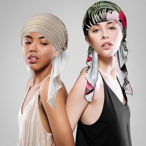 Geyoga 4 Pcs Chemo Headwear Turban for Women Floral Head Scarf Cap Beanie Hair Cover for Cancer Patient in Saudi Arabia