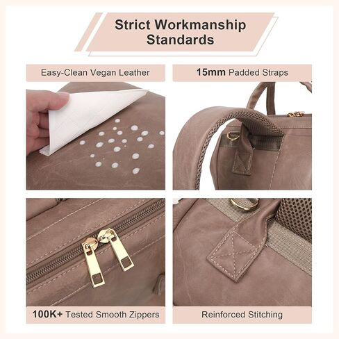 حقيبة ظهر للحفاضات - جلد نباتي، حقيبة سفر مضادة للماء للأطفال مع وسادة تغيير الحفاضات، حقيبة اللهاية، جيب للسرقة، كبيرة 35 لتر، هدايا استحمام الطفل للأم والأب، أسود in Kuwait