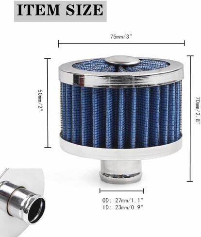 23mm Valve Cover Breather Filter Car Air Filter Universal Cold Air Intake Filter High Flow Vent Blue in Kuwait