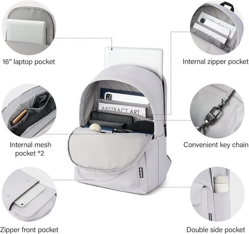 حقائب الظهر غير الرسمية Hanke على ظهرها للنساء والرجال ، والوزن الخفيف على ظهر حقيبة ظهر للعمل ، ومشي لمسافات طويلة مع تصميم الراحة الفريدة (Iris Black) in Kuwait