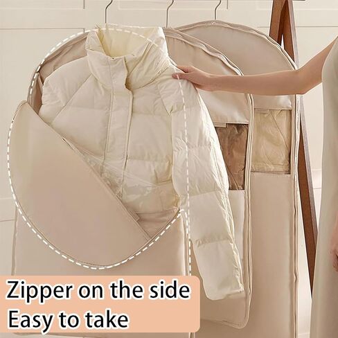 2025 Vace Saving Bag Bag مع سوستة ضغط ذاتي ، فإن مساحة الرؤية الشفافة توفر واقيًا معلقًا معطفًا لأسفل مع سحاب ضغط ذاتي (كبير) in Kuwait