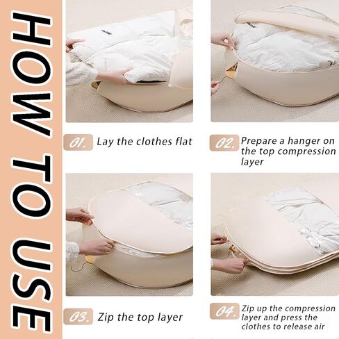 2025 Vace Saving Bag Bag مع سوستة ضغط ذاتي ، فإن مساحة الرؤية الشفافة توفر واقيًا معلقًا معطفًا لأسفل مع سحاب ضغط ذاتي (كبير) in Kuwait