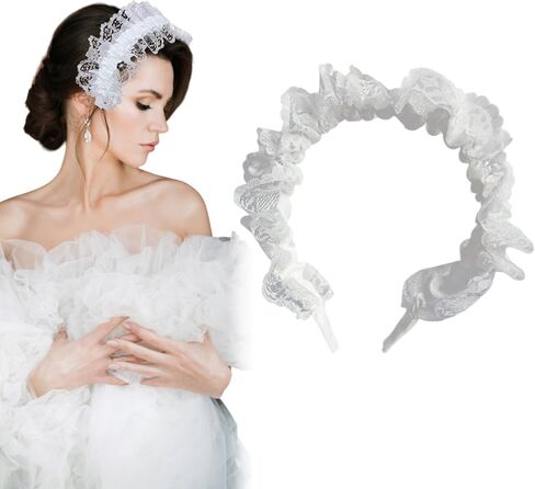 Lolita Lace Hair Hoop Ruffled Lace Hairband Hair Accessories Wedding Party performance Cosplay accessory in Saudi Arabia