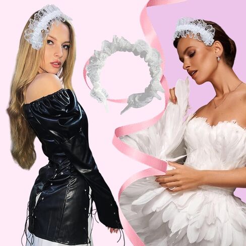 Lolita Lace Hair Hoop Ruffled Lace Hairband Hair Accessories Wedding Party performance Cosplay accessory in Saudi Arabia