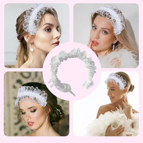 Lolita Lace Hair Hoop Ruffled Lace Hairband Hair Accessories Wedding Party performance Cosplay accessory in Saudi Arabia