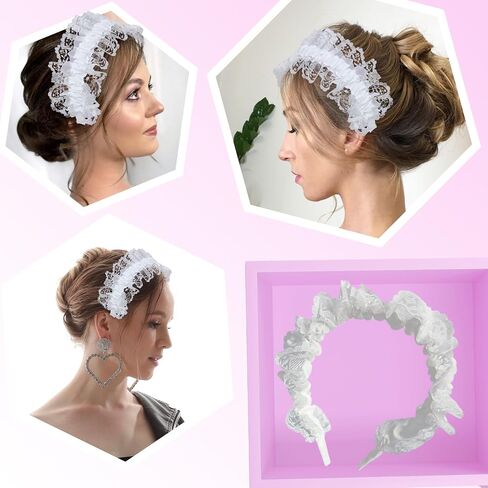 Lolita Lace Hair Hoop Ruffled Lace Hairband Hair Accessories Wedding Party performance Cosplay accessory in Saudi Arabia