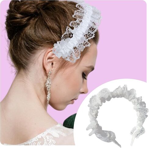 Lolita Lace Hair Hoop Ruffled Lace Hairband Hair Accessories Wedding Party performance Cosplay accessory in Saudi Arabia