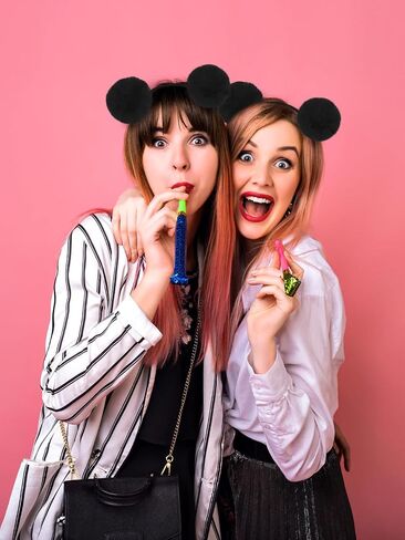 2 Pcs Fluffy Rabbit Fur Ball Headband PomPom Ears Hairband Panda Hair Hoop for Halloween Christmas Party Cosplay Blue Light in Saudi Arabia