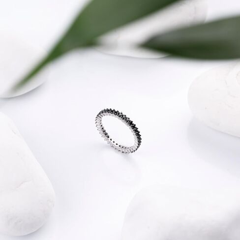 Solid Genuine 925 Sterling Silver Blue Turquoise Eternity Stacking Ring for Women in Saudi Arabia