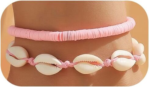 سوار الكاحل شل الكاحل مجموعة للنساء ، Boho قابلة للتعديل حزمة Anklet Pack Natural White Shells Stack Stretch Seashell Pearl Starfish Set مجموعة هاواي الشاطئ المجوهرات in Kuwait