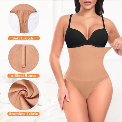 DERCA Tummy Control Thong Shapewear for Women High Waisted Body Shaper Underwear Seamless Shaping Thongs Panties Girdle in Kuwait