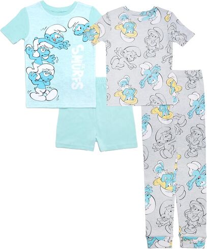 The Smurfs Boys' 4-Piece Snug-fit Cotton Pajama Set, Soft & Cute for Kids in Kuwait