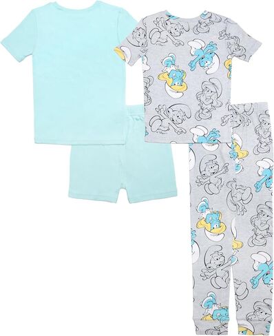 The Smurfs Boys' 4-Piece Snug-fit Cotton Pajama Set, Soft & Cute for Kids in Kuwait