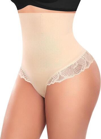 DERCA Tummy Control Thong Shapewear for Women High Waisted Body Shaper Underwear Seamless Shaping Thongs Panties Girdle in Kuwait
