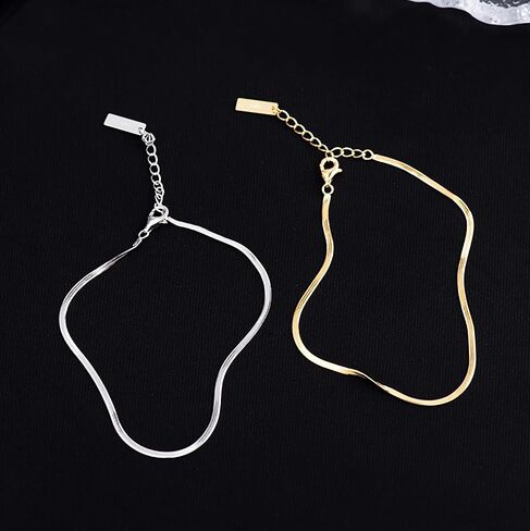 خلخال الذهب للنساء ، 18K مطلي بالذهب 925 من Anklet Silver for Women Snake Chain Link Link Minimalist Minimalist Onglet in Kuwait