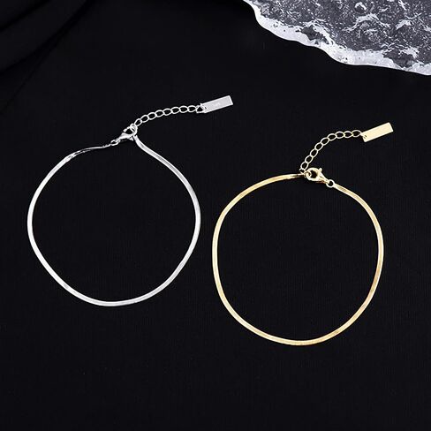 خلخال الذهب للنساء ، 18K مطلي بالذهب 925 من Anklet Silver for Women Snake Chain Link Link Minimalist Minimalist Onglet in Kuwait