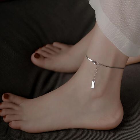 خلخال الذهب للنساء ، 18K مطلي بالذهب 925 من Anklet Silver for Women Snake Chain Link Link Minimalist Minimalist Onglet in Kuwait