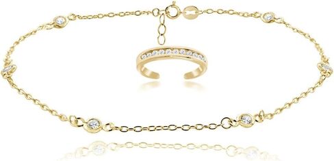 Hoops & Loops 925 Sterling Silver Silver Zirconia Zirconia ankle bracelet & the typer the the the the tee for for women teen girls ، 9 inces + 1 inc extender | Summber Beach Boho Cute Anklet Foot Jewelry in Saudi Arabia