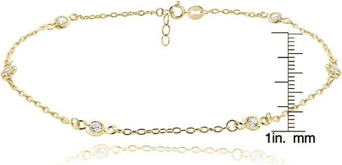 Hoops & Loops 925 Sterling Silver Silver Zirconia Zirconia ankle bracelet & the typer the the the the tee for for women teen girls ، 9 inces + 1 inc extender | Summber Beach Boho Cute Anklet Foot Jewelry in Saudi Arabia