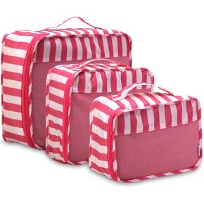Bliss Travel Packing Cubes - 3 Pack/4 Pack/5 Pack Compact Suitcase Organizer, Durable Mesh Front Travel Cubes for Packing, Organizer Bags for Clothes, Toiletries, Cosmetics, Laundry, 5PC Pink Gaze