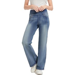 Women's High Waisted Jeans Tummy Control Stretchy Straight Leg Denim Pants