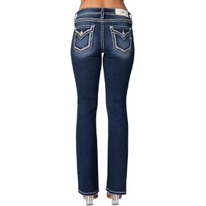 Miss Me Women's Silver Moonshine Faux Flap Pocket Mid-Rise Bootcut Jeans