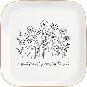 Christian Bible Verse Jewelry Dish Trinket Tray Gifts- Inspirational Ceramic Ring Jewelry Tray Gifts for Women-A Sweet Friendship Refreshes the Soul-Proverbs 27:9 (Modern)