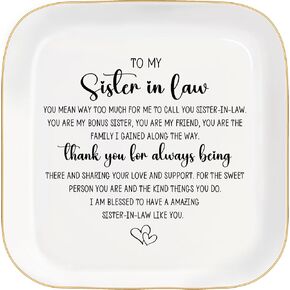 Sister in Law Gifts from Sister Ceramic Jewelry Tray, Unique Sister in Law Gift Ideas Best Sister in law Jewelry Dish Gift for Birthday Wedding Mother's Day Thanksgiving (To my Sister in law)