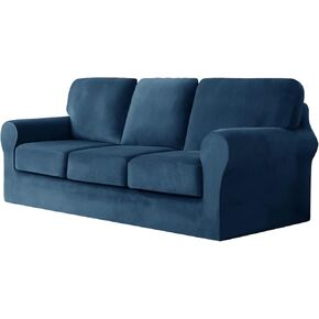 Sofa Cover with Separate Seat Cushions Covers and Backrests Covers Stretch Ektorp Sofa Covers Stylish Velvet Couch Slipcover Protector (Beige,Large 2 Seat Set 5 PCS)