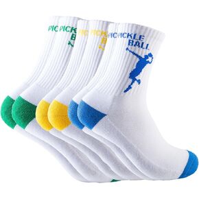 3 pairs of crew socks, Pickleball Gifts, Pickleball socks for women and men.