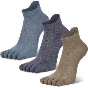 Queenshin Toe Socks for Men Five Finger Cotton Socks Low Cut No Show Athletic Running Ankle Socks 3 Pairs