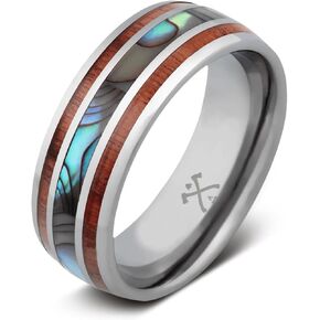 Manly Bands: Ocean-Inspired Mens Wedding Bands and Rings - Unique Wedding Band with Abalone Shell, Stylish Ring for Men - Free Silicone Ring Included