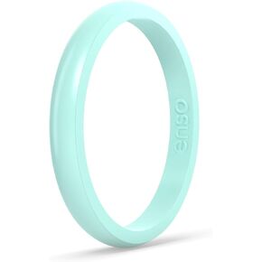 خواتم Enso Rings Halo قابلة للتكديس حلقة سيليكون قابلة للتكديس - نطاق مشاركة الزفاف متعددة الألوان - نطاق رفيع الحد الأدنى - 2.54 ملم ، سميك 1.5 ملم