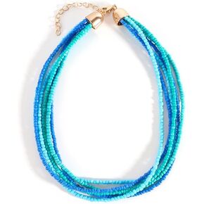 Fuqimanman2020 Boho Multilayer Bead Choker Necklace for Women Bohemian Colorful Rice Beads Stackable Necklace Vacation Jewelry Gift