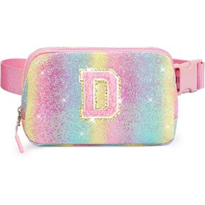 Kids Fanny Pack Glitter Weist Pack Orinial Crossbody Bag Bag Bag for Girls Homps Sparkly Pregly Rainbow A