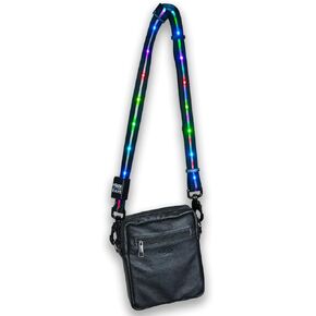 Canvas LED Strap Bag - LED Crossbody or Fannypack (2 Ways to Wear) - Light up Festival Bag for Women & Men - LED Rave Bag