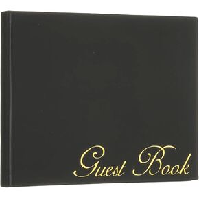 PATIKIL Elegant Guestbook, 9"x7" PU Leather Wedding Guest Book Stylish Sign in Book with 50 Blank 120GSM Paper for Receptions Birthdays Funerals Special Events, Black in Kuwait