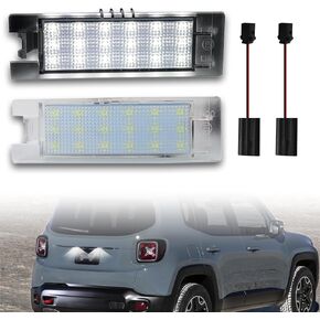 LED License Plate Light for Jeep Renegade 2015 2016 2017 2018-2021,18 SMD Xenon White 6000K,for Led Rear Tag Lamp,2PCs