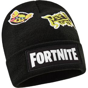 FORTNITE Boys Beanie Hat, Warm Cozy Knitted Hat Winter Accessories - Gamers Gift Black