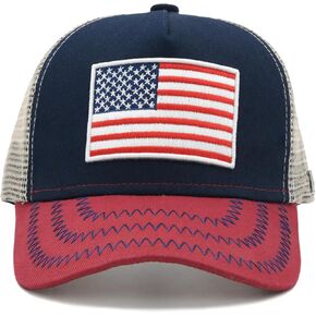 Toddler American Flag Trucker Hat, Boys USA Flag Snapback Mesh Baseball Caps for Kids Ages 2-8