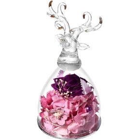 Forever Pink Rose Gifts in Milu Deer Glass Birthdays Mother's Day Thanksgiving Christmas Valentine's Day Anniversaries Gift Dining Table Fireplace Home Decoration for Grandma Mom Her Friends