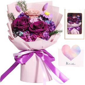 Preserved Flowers Bouquets,Valentines Day GIFS for Her,Flowers for Delivery Prime,Purple Roses Bouquet, Forever Flowers Birthday Gifts for Women,Wife,Mothers,Anniversary