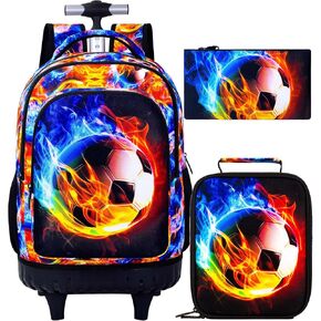 Rolling Backpack for Girls, 3PCS Wheeled School Bag with Lunch Bag for Kids, water resistance Roller Wheels Bookbag - Unicorn Purple