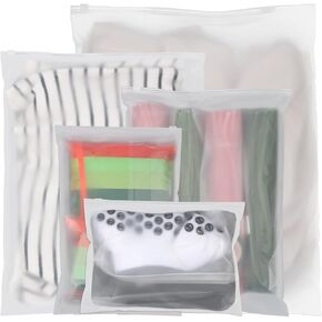 20PCS Reusable Plastic Frosted Waterproof Zipper Bags, 5 Sizes Travel Storage Bags for Travel Clothes, Shoes & Cosmetics