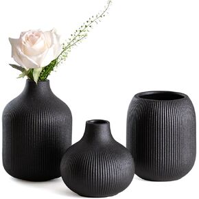 مجموعة مزهرية من السيراميك الحديثة من 3 ، ملمس مضلع بوهو ديكور المنزل الحد الأدنى ، المزهريات الزخرفية الصغيرة للقطعة المركزية ، الرف ، الطاولة - لمسة جمالية للمساحات المحايدة والانتقالية in Kuwait