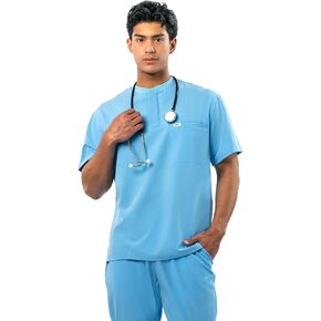 Peelz Karl Henley 2-Pocket Scrub Top for Men - Soft Stretch Fabric Scrubs, 3-Button Design Men's Scrub Tops, Comfort Fit